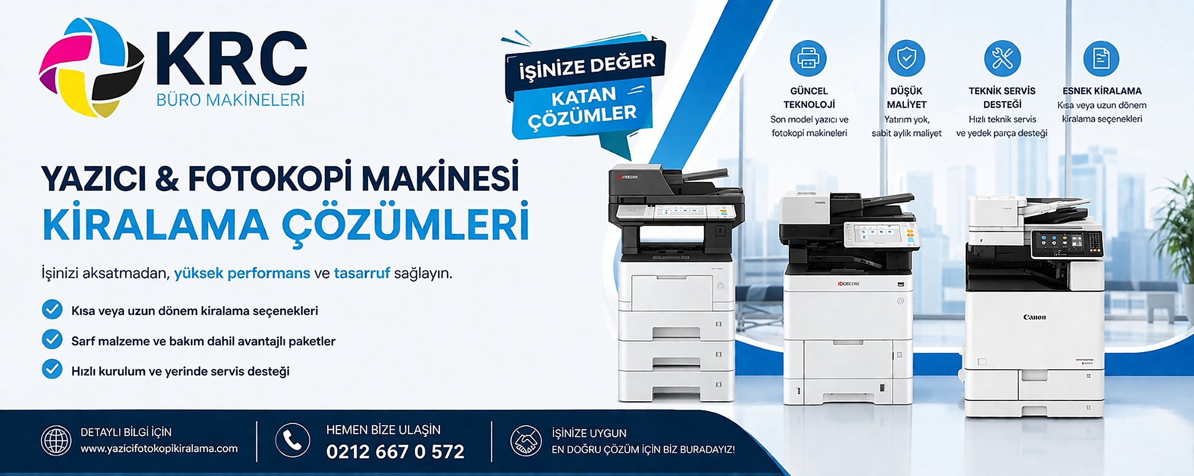 Yazıcı ve fotokopi makinesi kiralama çözümleri — KRC Büro Makineleri